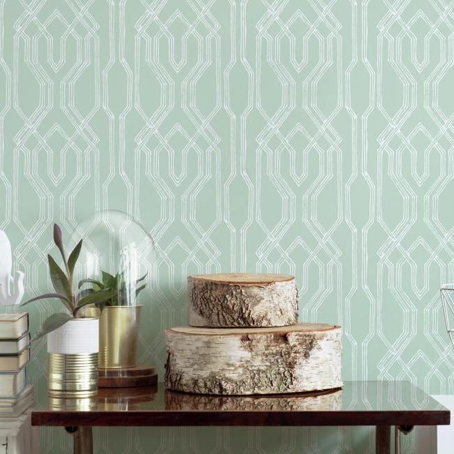 Обои Ronald Redding Tea Garden Oriental Lattice AF6559 фото в интерьере